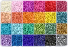 31200pcs 2mm Glass Seed Beads for Bracelet Making Kit, Small Beads, 24 Color Cra