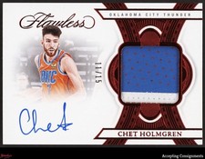 2024-25 Panini Flawless Ruby #26 Chet Holmgren GAME-USED PATCH AUTO 11/15