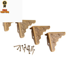 Dophee 8Pcs Antique Brass Jewelry Box Corner Case Chest 8Pcs,