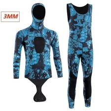 3mm Camo Spearfishing Wetsuit Men's 2-Piece Hooded Neoprene Wetsuit with Reinfor