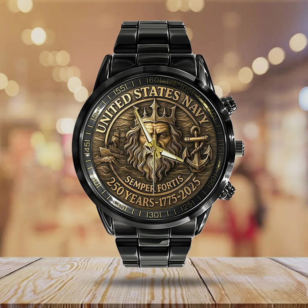US Navy Black Stainless Steel Watch