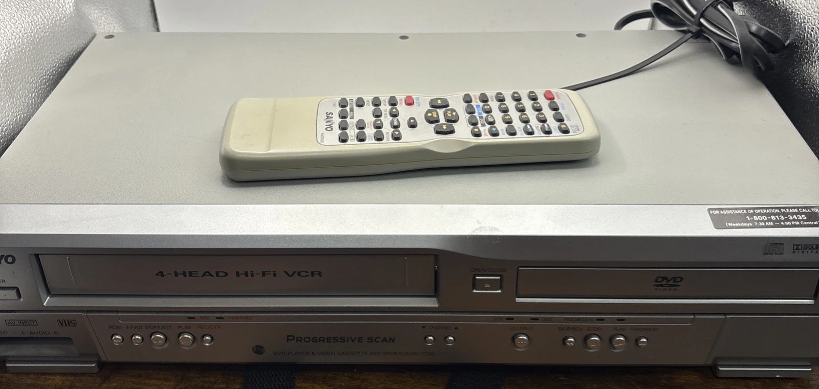 Sanyo DVW-7200 DVD VCR Combo Player 4-Head Hi-Fi VHS Recorder PARTS REPAIR ONLY