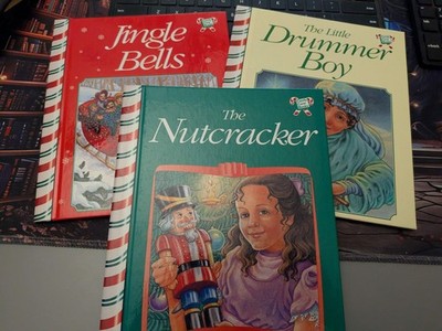 Vintage 1995 CANDY CANE BOOKS LOT Bundle of 3: Jingle Bells, Nutracker, Drummer