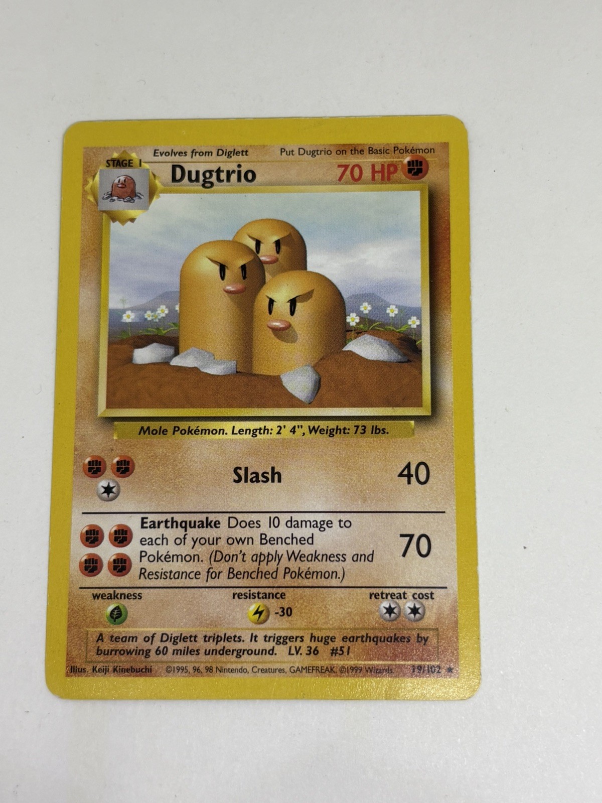 Vintage Pokemon TCG Dugtrio 19/102 - Base Set - 1999 WOTC - LP Great Condition 