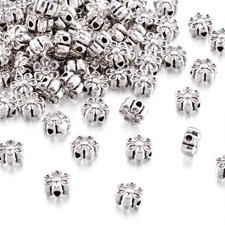 100Pcs Tibetan Silver Antique Silver Flower Bead Spacer Charms for Jewelry Makin