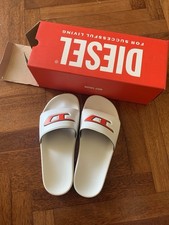 BNWB WOMEN'S DIESEL SA-MAYEMI DW SLIDES SANDALS BLACK W/RED LOGO US 7 - EUR 37