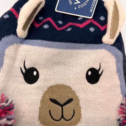 Winter Essentials Girls Llama Pom Pom Beanie New with tags - Picture 2 of 6