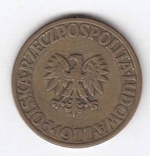 POLAND 1977 5 zloty - 1st Eagle design- Y 81.1    R.832B circulated