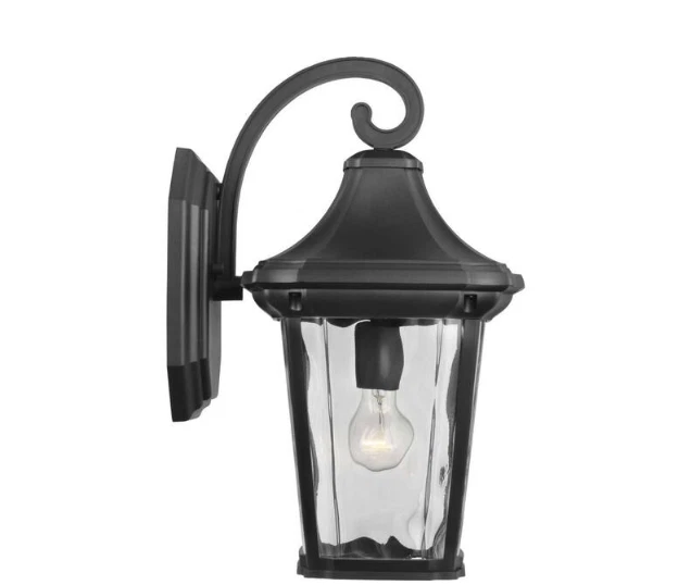 Progress Lighting Marquette 1-Light Black Outdoor Wall Lantern w/Water Glass - Image 4 of 4