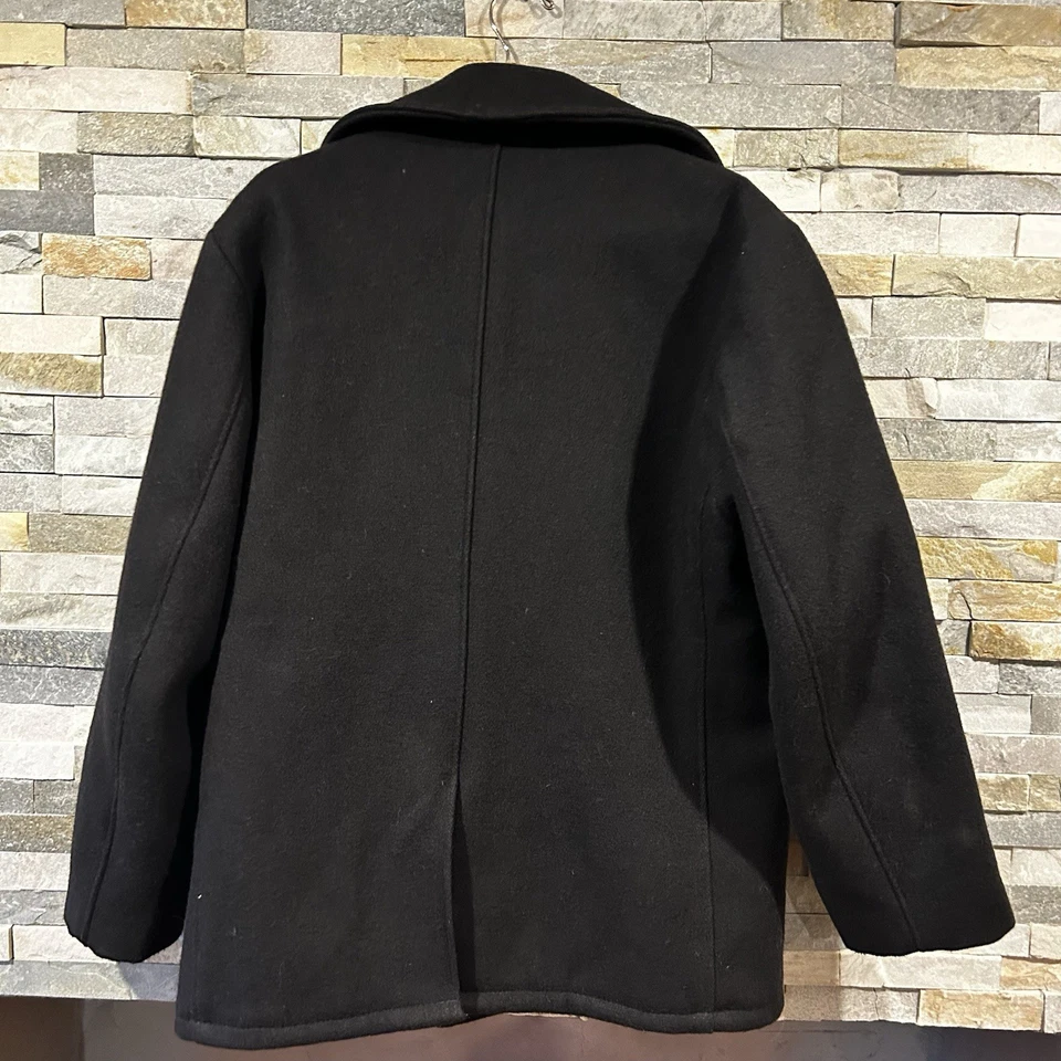 VTG Schott US 740N Pea Jacket Coat Mens 42 Black Wool Quilted Lined USA Made - Image 3 of 4