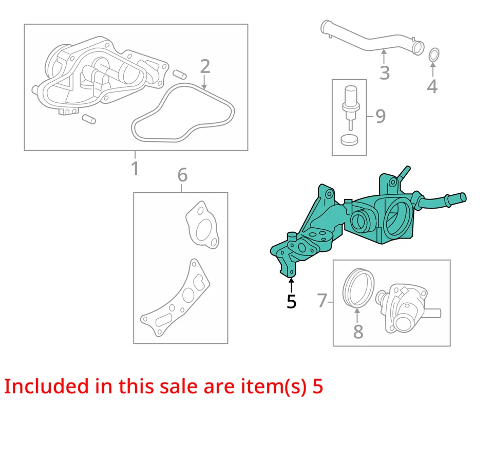 Se adapta a 2022 2023 2024 ACURA MDX 3,5 L Termostato Salida Carcasa 19410‐61A‐A00 OEM Foto 4 de 4
