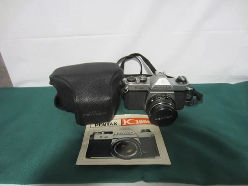 Pentax K1000 SLR 35mm Film Camera With SMC Pentax-M 50mm Lens W/ Case + MANUAL