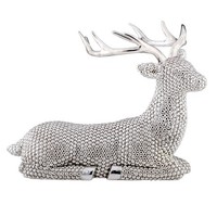 GroßE Liegende Silber Deko Rentier Figur & Geweih 18 Cm - Weihnachten Wildfigur