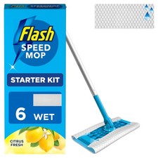 Flash Speedmop Wet Mop Floor Cleaner Starter Kit 1 Mop, 6 Wet Lemon Refills