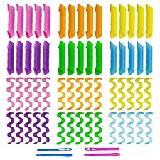 60pcs Heatless Hair Curlers Spiral and Wave Styling Kit 2 Styles No Heat Curl...