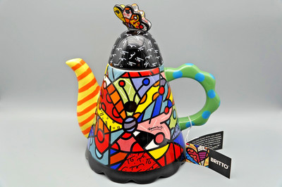 Romero Britto Kaffee-/Teekanne Pop Art 2009, 1,5 Liter Top Neuwertig Signiert