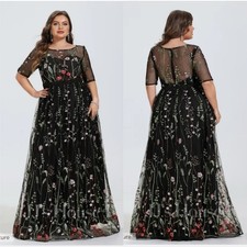A-line Illusion Scoop Floor-Length Lace Floral Evening Dress With Beading