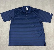 Adidas Polo Shirt Mens XXL 2XL Navy Blue Striped Climalite Stretch Light Golf