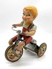 Unique Art Co 1930's Kiddy Cyclist Tin Litho Wind Up Toy