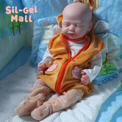 SIL-GEL MALL 18.5" Reborn Boy Soft Silicone Handmade Baby Dolls Sleeping Realistic Baby Doll
