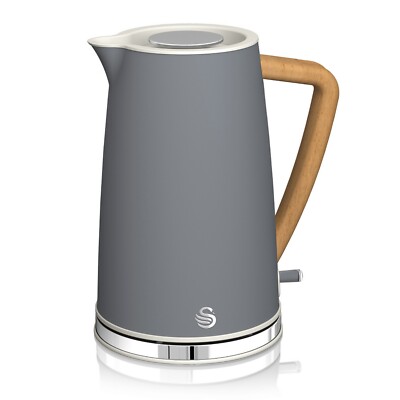 Swan 1,7L Nordic Grey 3000W Wasserkocher Auto Off Dry Protect Kabelloses Design