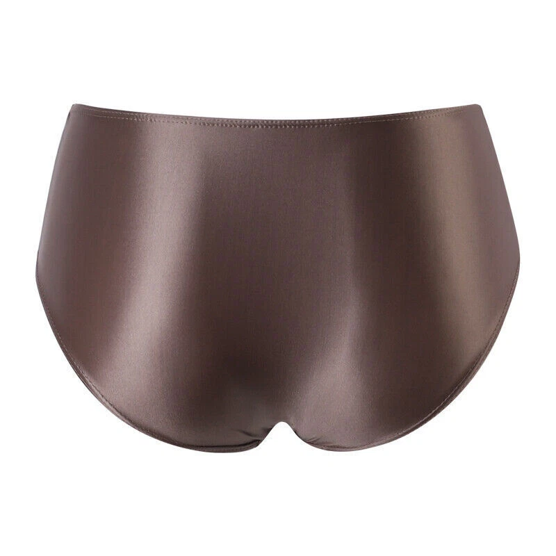 Ropa interior de satén para hombre cintura media elevación de cadera cuerpo modelando calzoncillos brillantes Foto 3 de 4