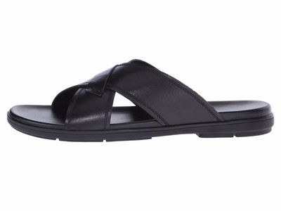 kenneth cole men's black leather sandals
