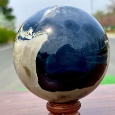 330G Natural Silver Light Agate crystal Sphere Ball Glow Under UV Light