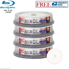 40 Pack SmartBuy BD-R DL Dual Layer 6X 50GB White Inkjet Printable Record Disc
