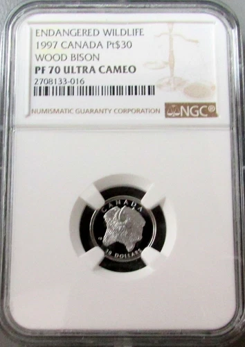 1997 PLATINUM CANADA $30 WOOD BISON NGC PROOF 70 ULTRA CAMEO 1,356 MINTED