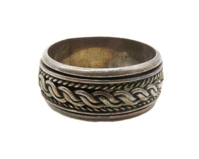 925 Sterling Silver Vintage Dark Tone Swirl Twist Spinner Ring Sz