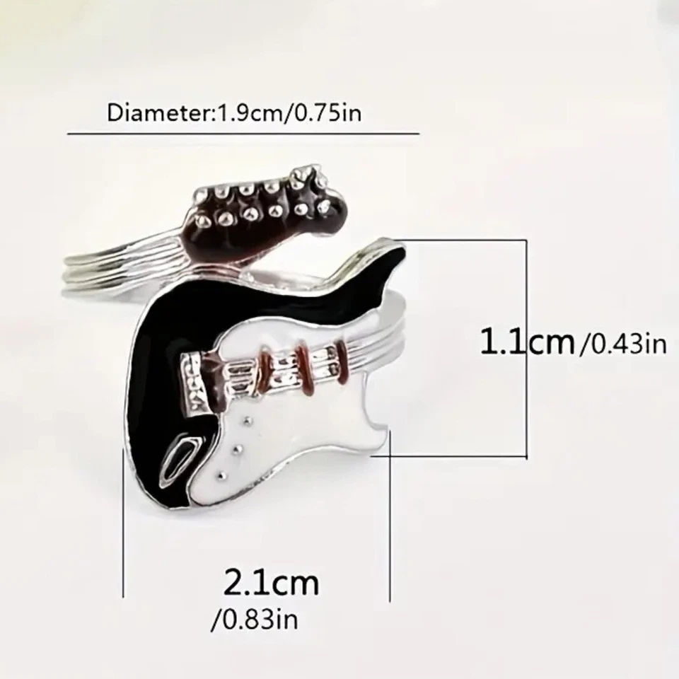 Guitarra Esmaltada Moda* Anillo Envolvente Talla 9 Unisex Foto 4 de 4