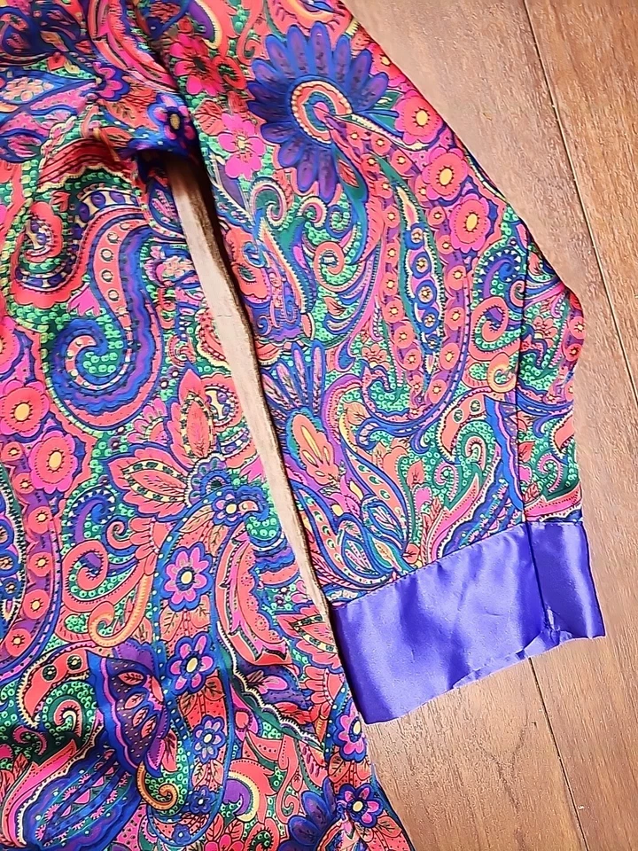 Camisa de Noche Victoria's Secret Etiqueta Dorada Satén Floral Botón Paisley De Colección P/S Foto 4 de 4