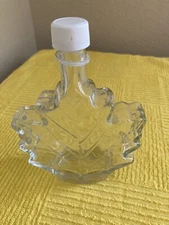Maple Leaf Shaped Bottle Glass Empty Syrup Bottle Clear with Lid No Flaws