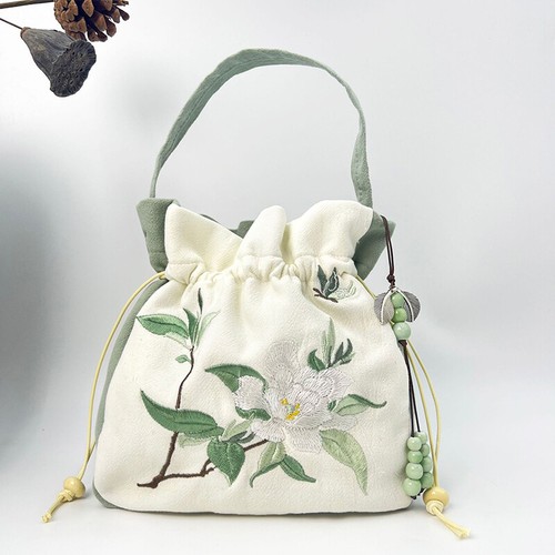 Antike chinesische bestickte Blumenbündel Mundquaste Hanfu Schultertasche Handtasche - Bild 23 von 26