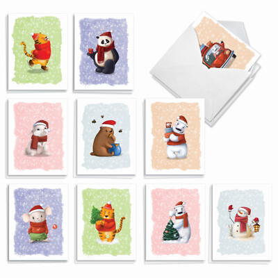 20 Asst'd Christmas Notecards w/ Envelopes(10 Designs 2 Each) Holiday Cutie Pies