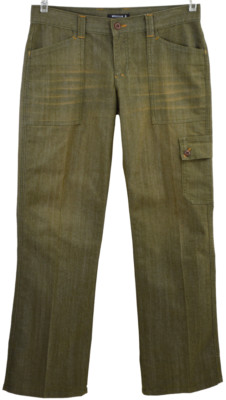 WILLIAM B Jeans Size 12 Designer Denim Olive Green Cargo Boot Cut Straight