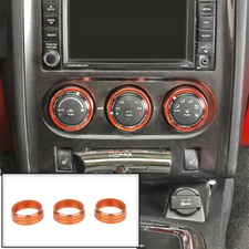 3pcs Car Air Conditioning Button Trim Ring Orange for Dodge Challenger 2009-2014