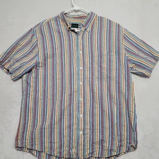 Scandia Woods Seersucker Men’s Shirt Sz XL Striped Multicolor Button-Down