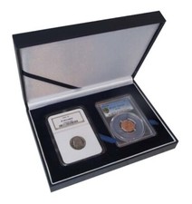 Box For 2 Slab Coins Graded NGC PCGS Case Sale Display Blue Gift By Guardhouse