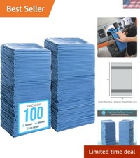 Commercial Grade Blue Shop Towels 14"x12", 100 Pack for Tough Cleaning