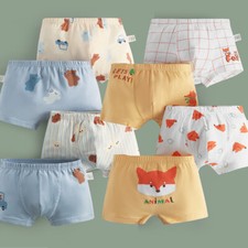 4 Pack Boys' Luxury Bacteriostatic Underwear Kids Dinosaur Bear Fox Boxer Briefs