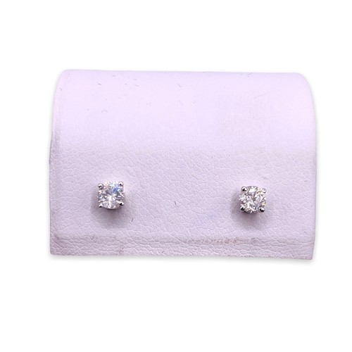 .25ct Natural Diamond Round 14k White Gold Stud Earrings - Picture 2 of 7