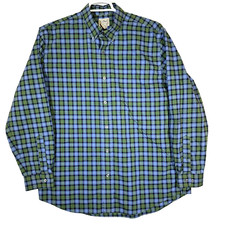 L.L.Bean Men  s Shirt Large Green Blue Plaid 100 Cotton Traditional Fit