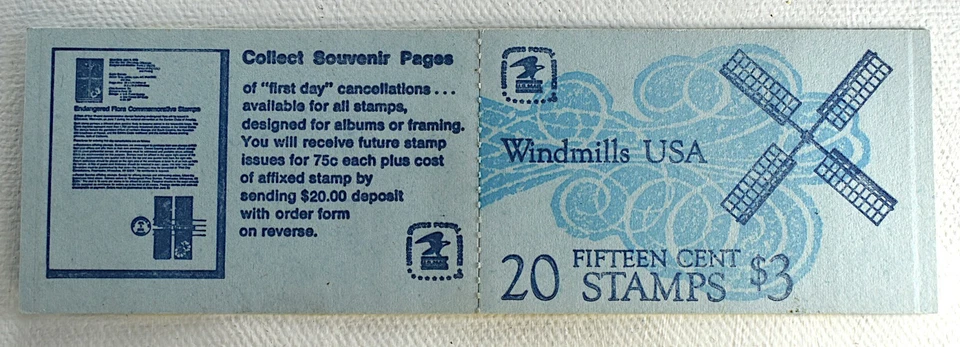 US STAMPS SCOTT #1742a WINDMILLS 15C BOOKLET PANE MNH, 1980 - Image 2 of 2