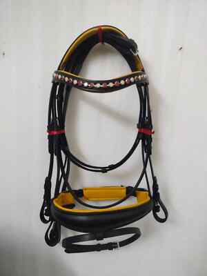 Bride De Dressage En Cuir - Couleur Tan Stone - Avec Frontal à Cristaux Et Rembourrage Softy + Frontal Offert