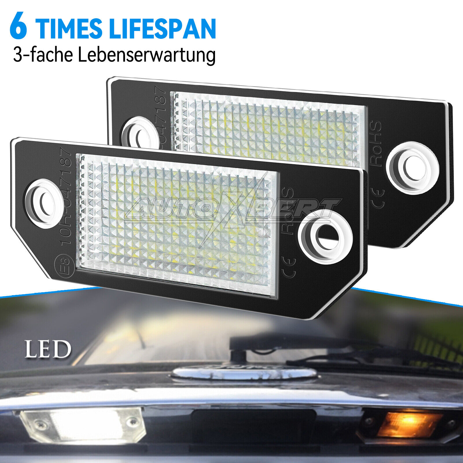2stk LED Kennzeichenbeleuchtung E8-Marked Für Ford C-Max DM2 Focus MK2 II  DE
