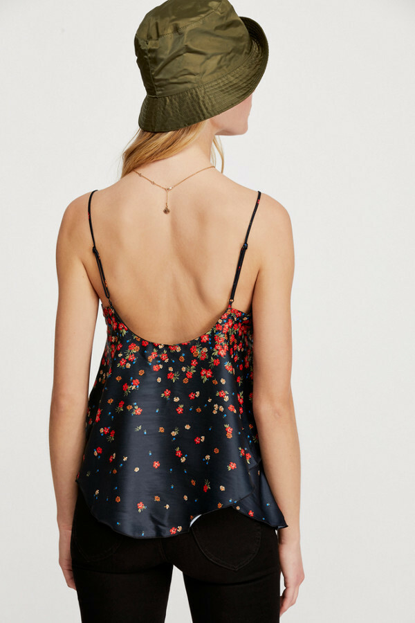 Free People Let Me Love Silky Floral Cami Top, Black Red, X-Small, RRP $88 image 4