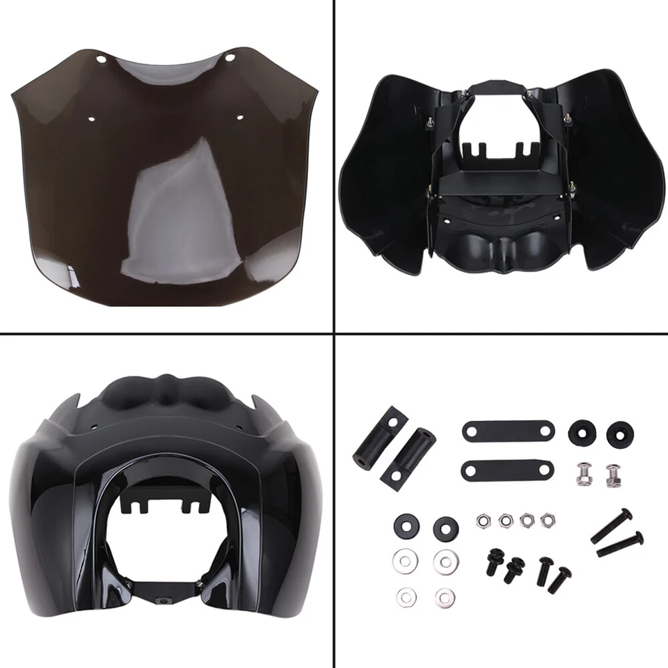 15" Front Fairing Windshield Kit For Harley T-Sport Club Style Dyna Super Glide - Image 3 of 4
