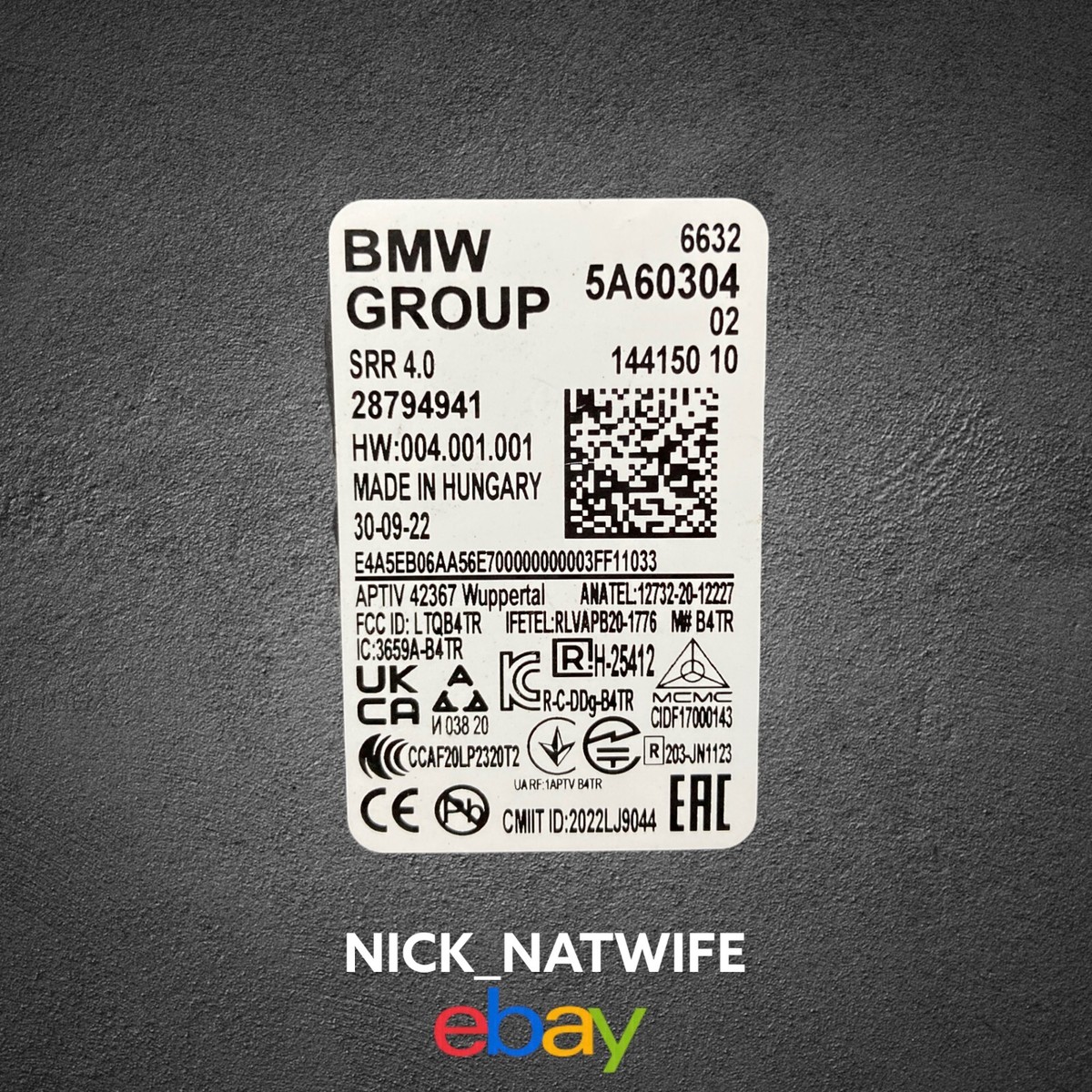 BMW Group 66325A60304 28794941 Front Bumper Short Range Radar  